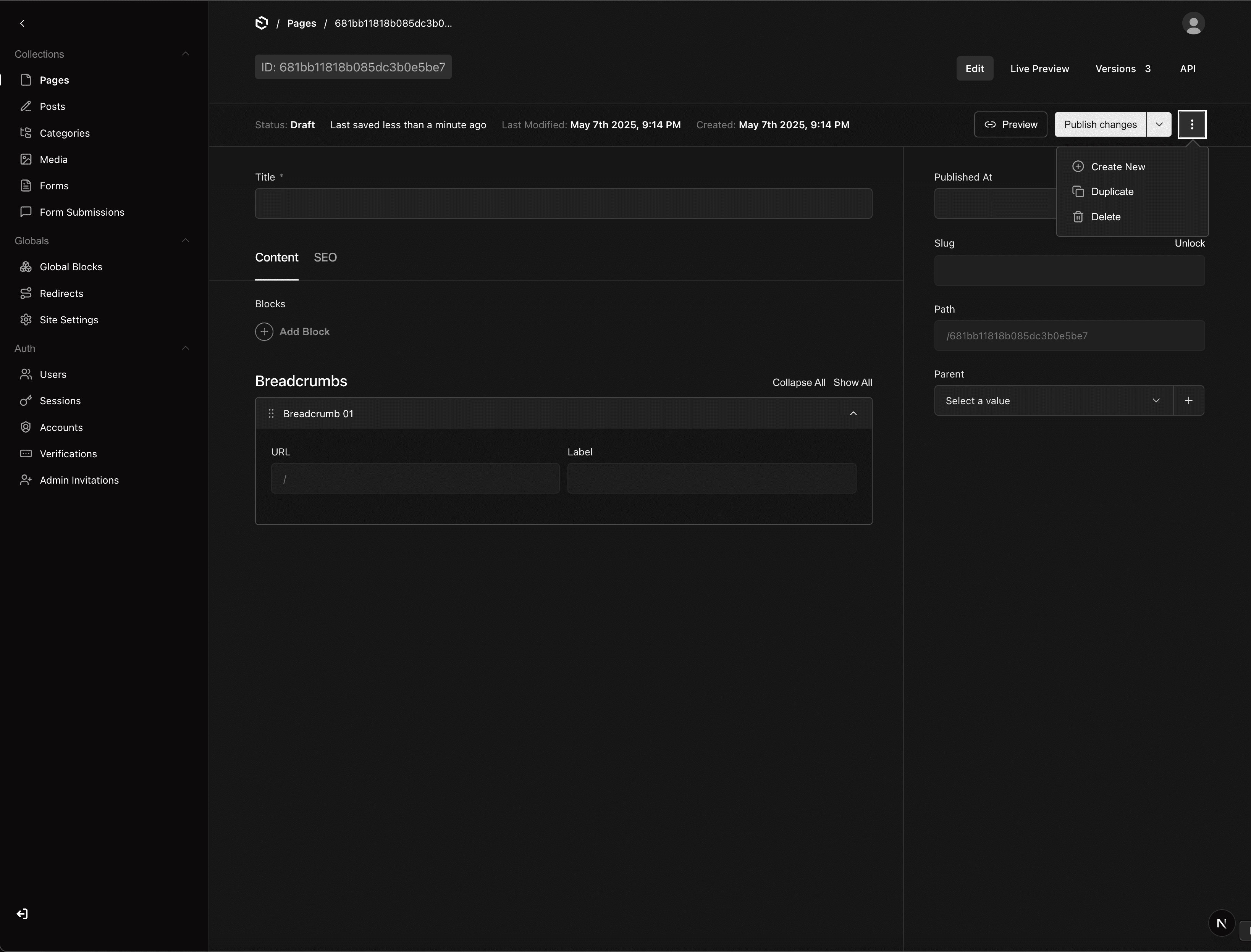payload admin dashboard